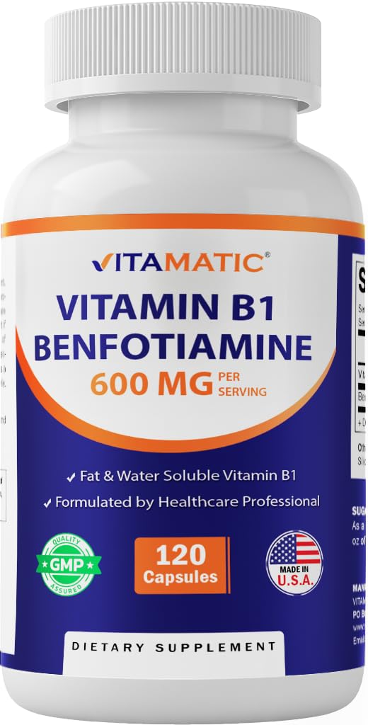 Vitamatic Benfotiamine 300mg + Vitamin B1 300mg Capsule, 120 Count