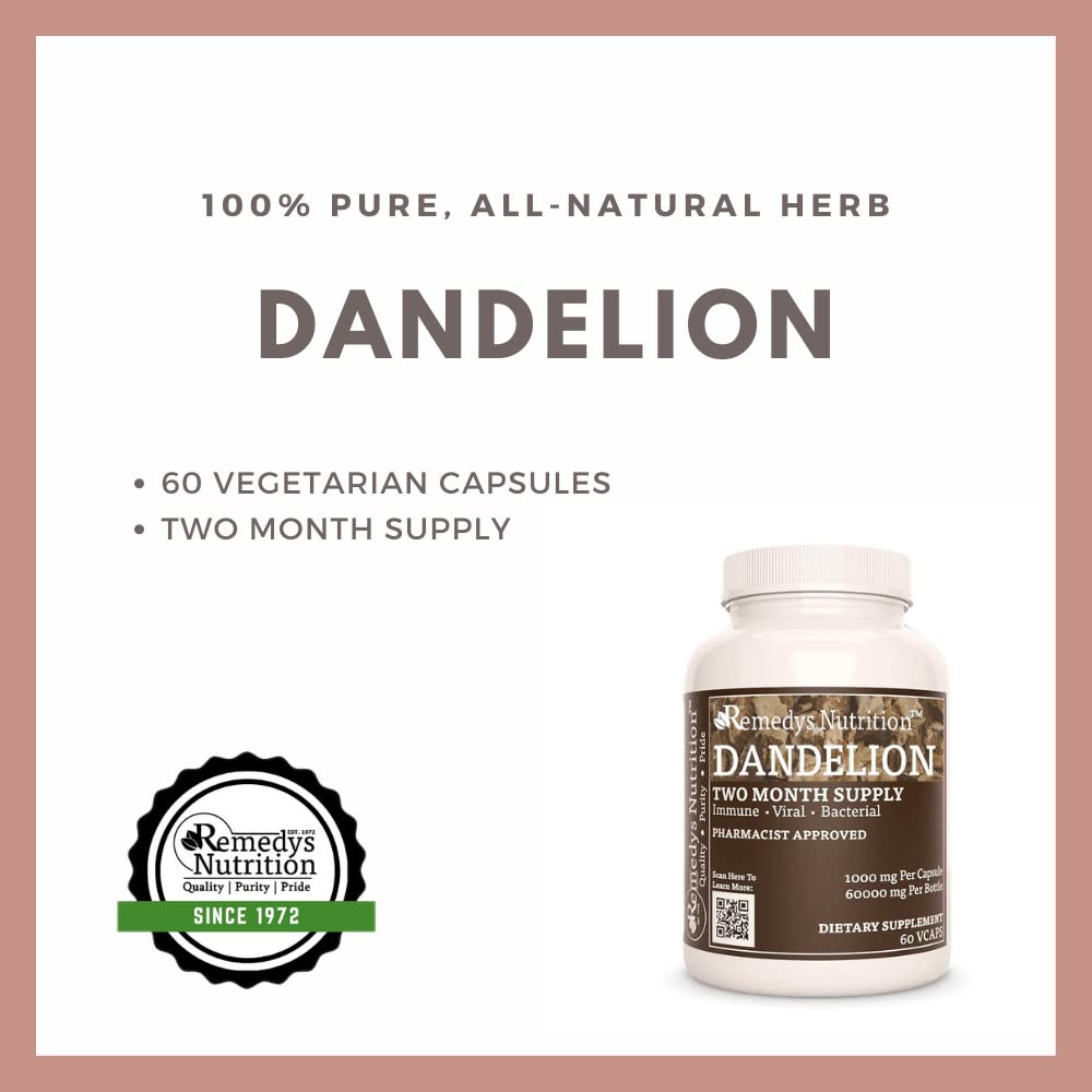 Remedy’s Nutrition Dandelion Root Capsules 60 Count