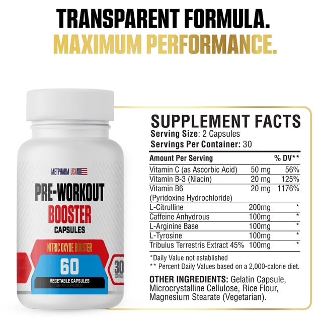 MetpharmUSA Advanced Pre-Workout Formula Booster Capsule, 60 Capsules
