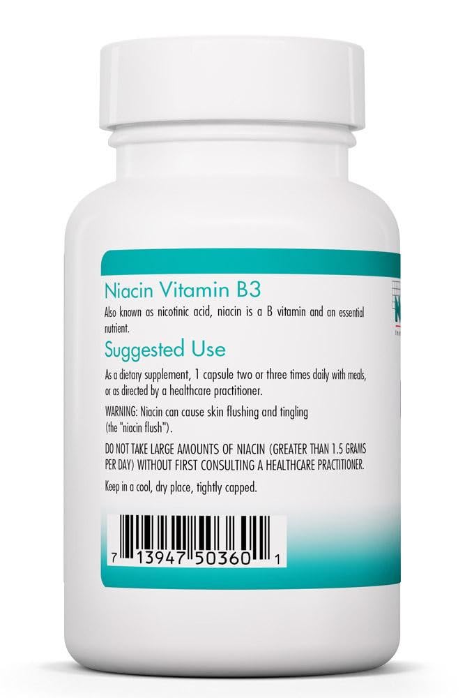 Allergy Research Group NutriCology Niacin - Vitamin B3 Nicotinic Acid Supplement NAD & Energy Metabolism Support Capsules 90 Count