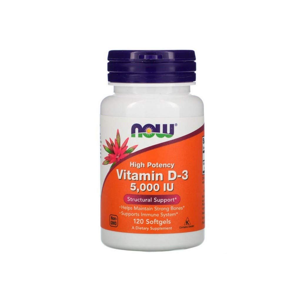 NOW Foods Vitamin D-3 5000 IU Softgels, 120 Count