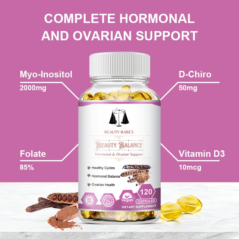 Beauty Babes Myo-Inositol & D-Chiro Inositol PCOS Support Supplement 120 Gel Capsules