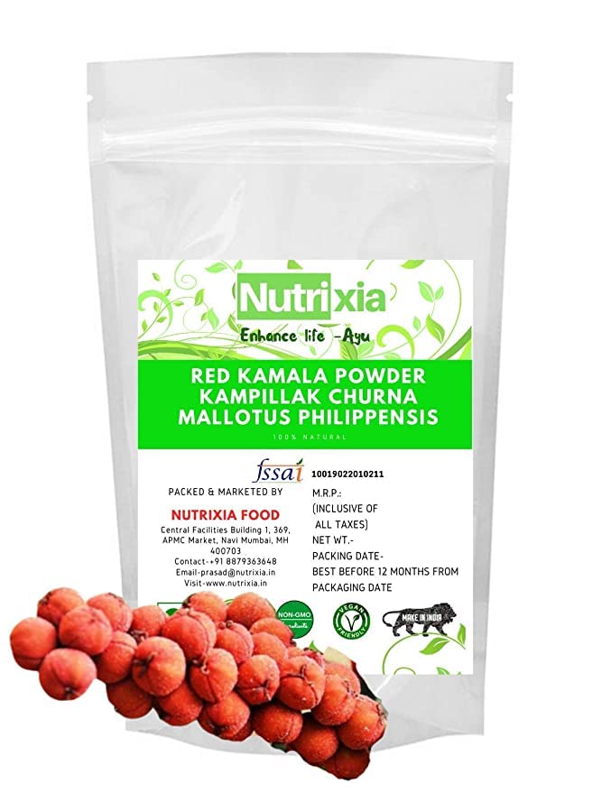 Veena Red Kamala Powder Kampillak Churna Mallotus philippensis, 1.76 Ounce