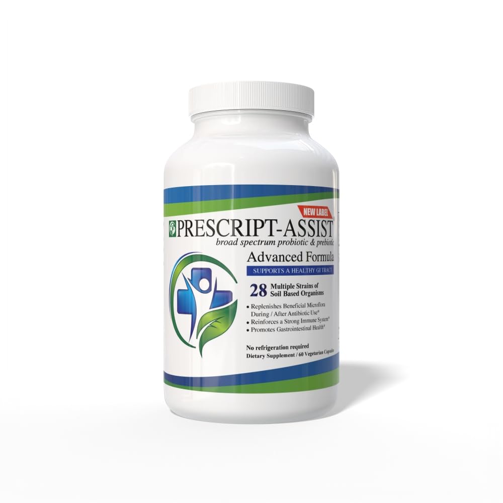 Prescript-Assist Prebiotics & Probiotics for Digestive & Immune Health with Pea Protein Advanced - Plant-Based 28 Strains Soil Microflora - Vegan, Supports Muscle Recovery & Gut Health Capsules, 60 Count