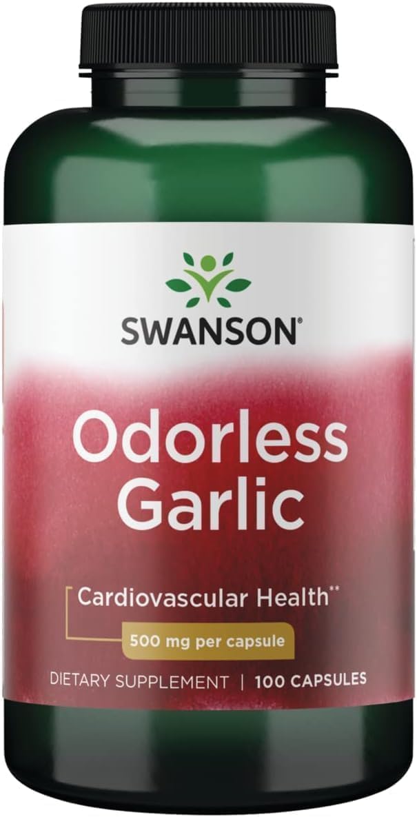 Swanson Garlic Odor-Cont 500 mg Capsules, 100 Count
