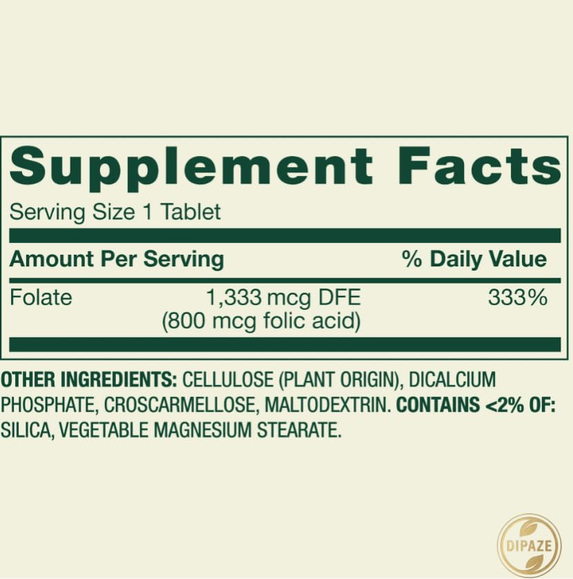 Generic Folate Dietary Supplement 1,333 mcg High Potency Folate Tablets, 400 Count