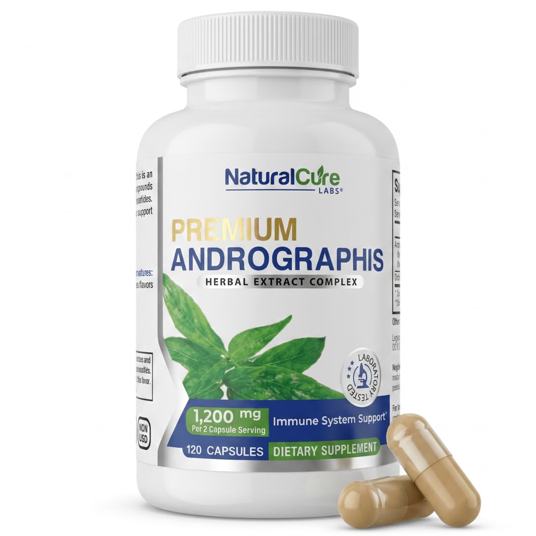 Natural Cure Labs Premium Andrographis Paniculata Extract 1,200mg – 100mg Standardized Andrographolides Capsules, 120 Count