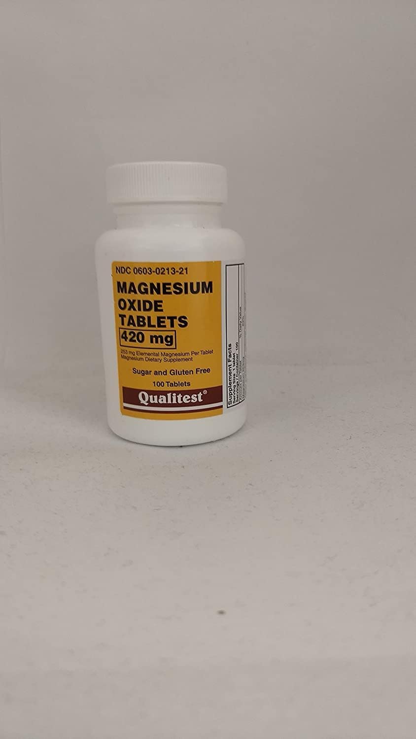 Qualitest Magnesium Oxide Tablets, 420 mg, 100 Tablets