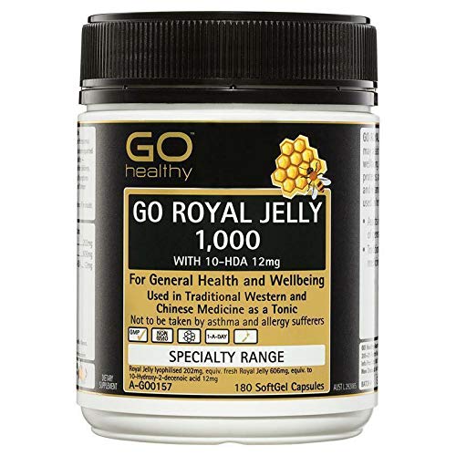 Go Healthy Royal Jelly 1000mg 10-HDA 12mg Capsules, 180 Count