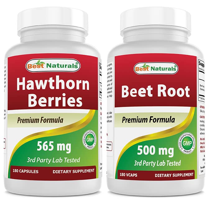 Best Naturals Hawthorn Berry 565 mg & Beet Root Powder 500 mg Capsules, 1 Capsule