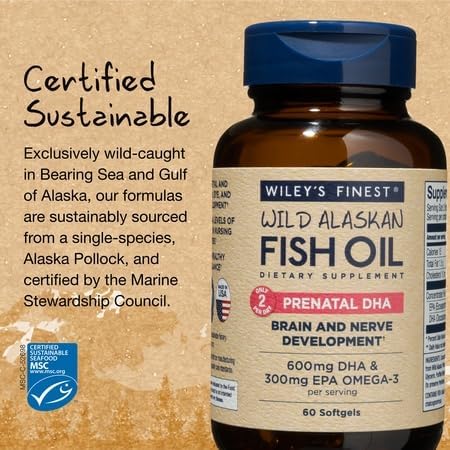 Wiley's Finest Wild Alaskan Fish Oil Prenatal DHA Softgels 60 Count