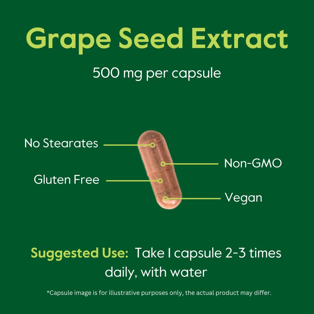 BESTVITE Grape Seed Extract 500mg Capsules 120 Count