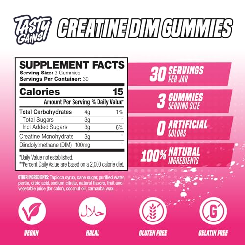 TASTY GAINS Creatine Gummies Bundle for Women & Kids with Vitamin B12 & DIM