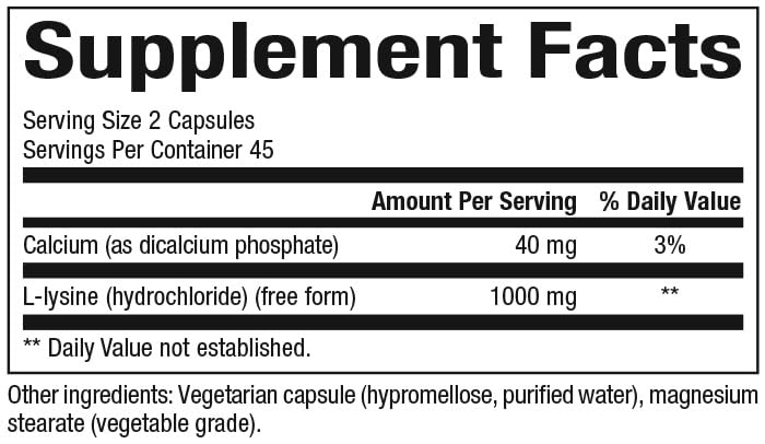 Natural Factors L-Lysine Capsule, 90 Capsules