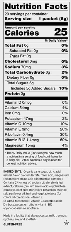 Generic Melaleuca Sustain Active Hydration - Lemon Powder, 20 Packets, 5.6 oz