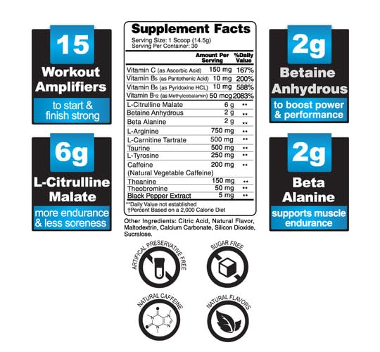 EC Sports OptiForce Pre-Workout Tropical Blast Supplement Powder 15.34 Ounce