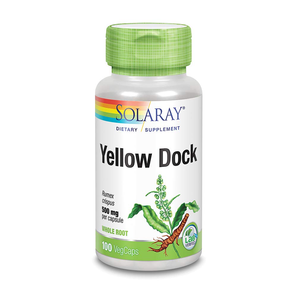 SOLARAY Yellow Dock Root 500mg Capsules, 100 Count