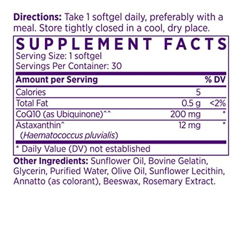 NAOMI Extra Strength Astaxanthin 12mg + CoQ10 200mg Softgels 30 Count