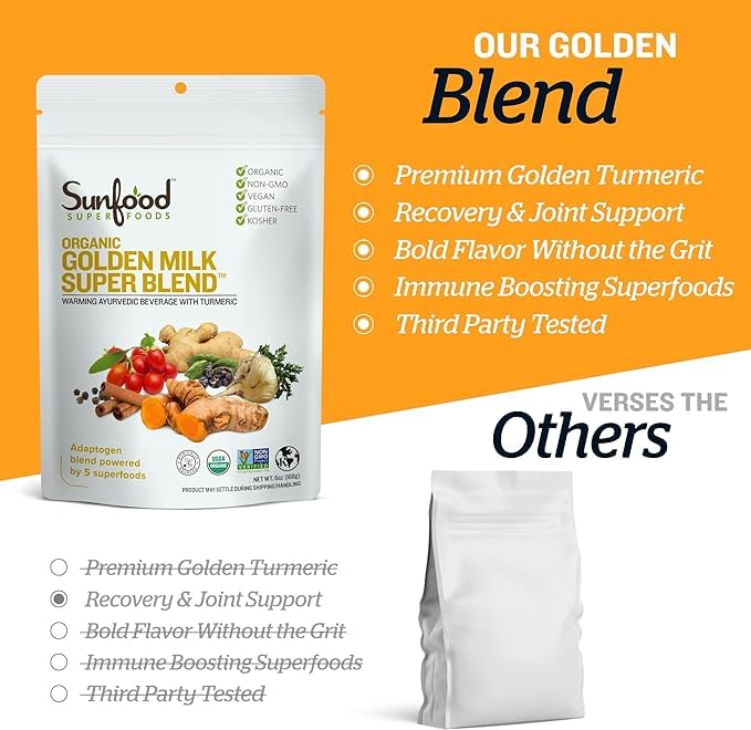 Sunfood Superfoods Golden Milk Super Blend Turmeric Powder, 12 oz