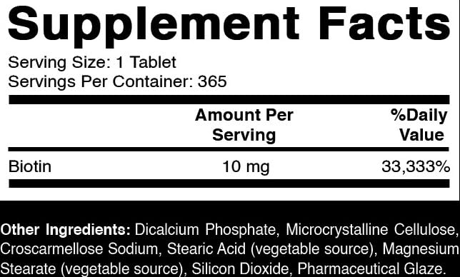 Oxify Biotin 10 mg, 365 Tablets