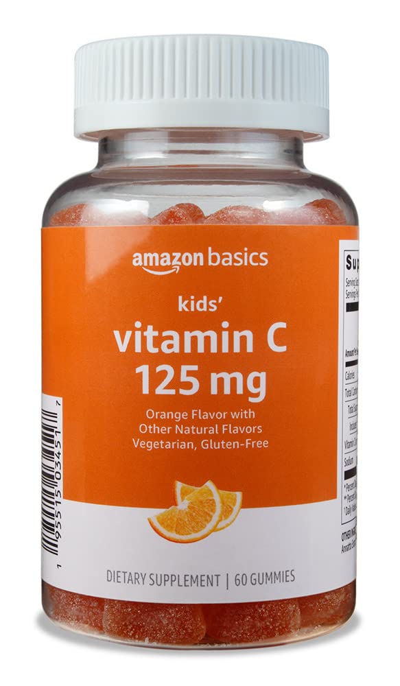 Amazon Basics Kids' Vitamin C 125mg Gummies, Orange Flavor, Chewable, 60 Count