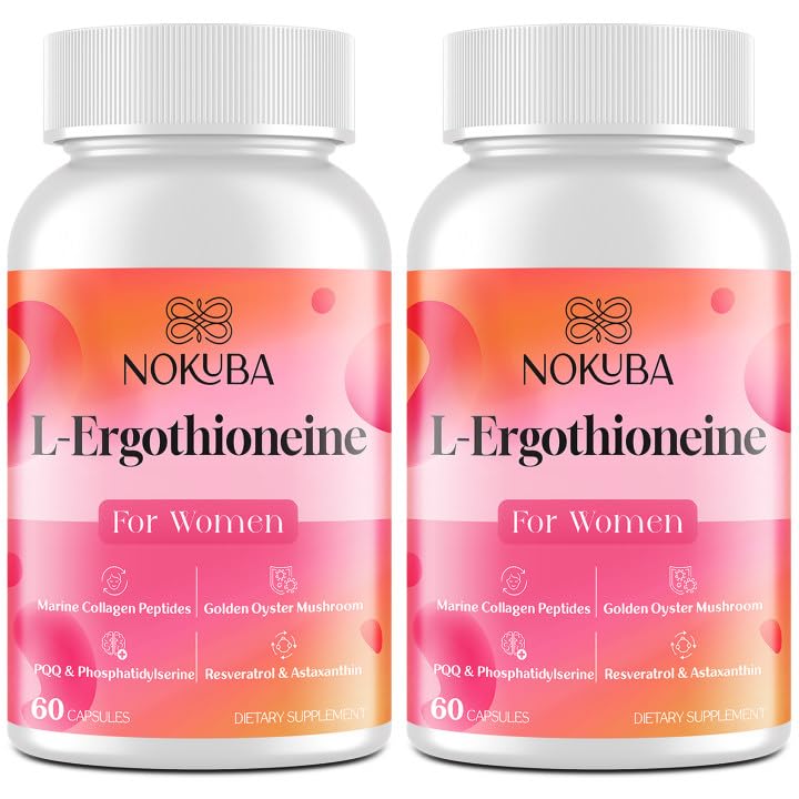 Nokuba L-Ergothioneine with Collagen Peptides, Hyaluronic Acid Capsules 120