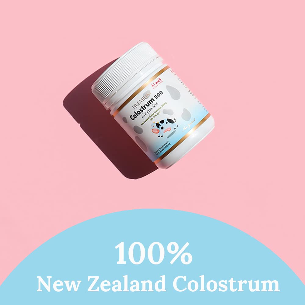 Hi Well Premium 100% Pure New Zealand Bovine Grass-Fed Colostrum Capsules, 120
