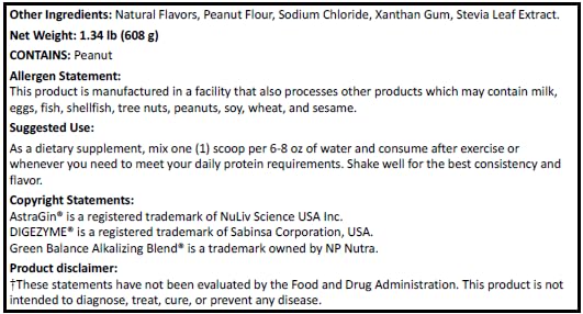 Samnites Nutrition Plant Base Protein Powder Peanut Butter Cookie Flavor, Natural with AstraGin, 20g Protein, 1.9 Pound, Gluten Free, Soy Free