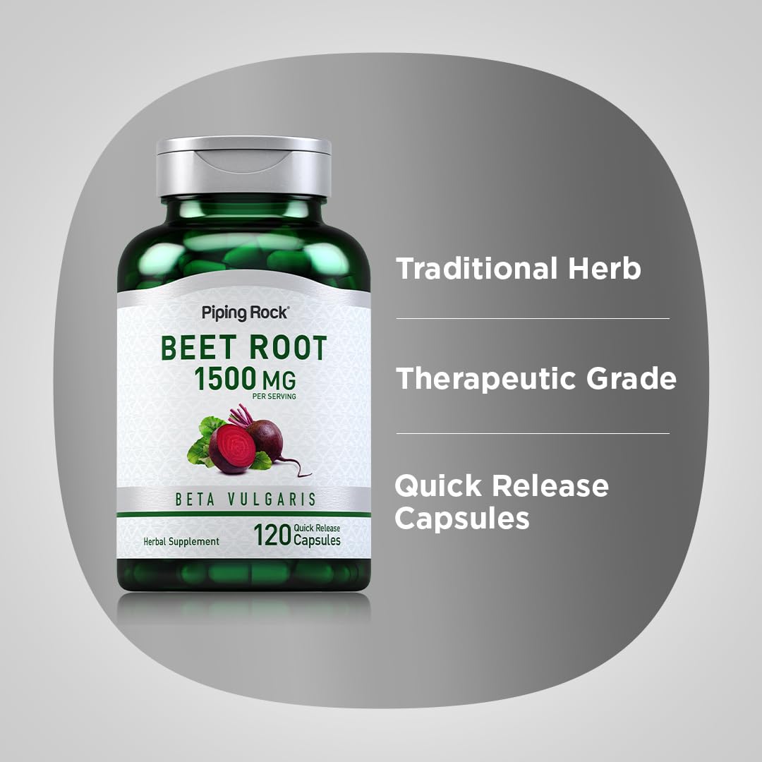 Piping Rock Beet Root Capsules 1500 mg, 120 Count