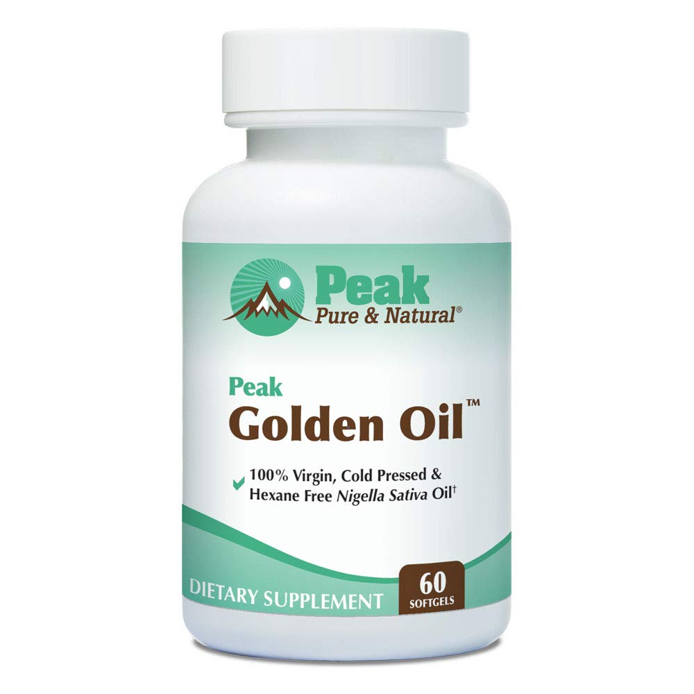 Peak Pure & Natural Peak Golden Oil Cold Pressed Organic Black Seed Oil Supplement Capsules, 60 Count