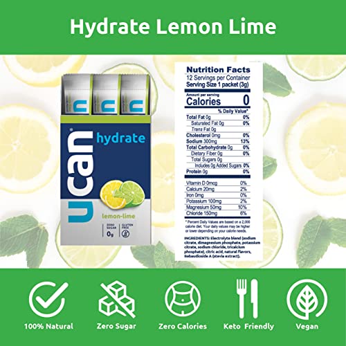 UCAN Hydrate Packets Lemon-Lime, 12 Count