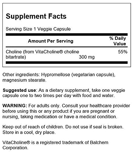 Swanson ULT VITACHOLINE 300 mg Vegetarian Capsules, 60 Count