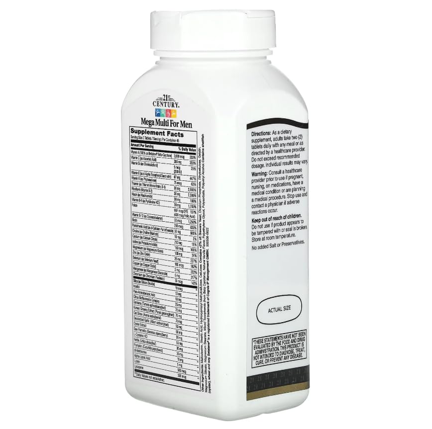 21st Century Mega Multi for Men, Multivitamin & Multimineral Tablets 90
