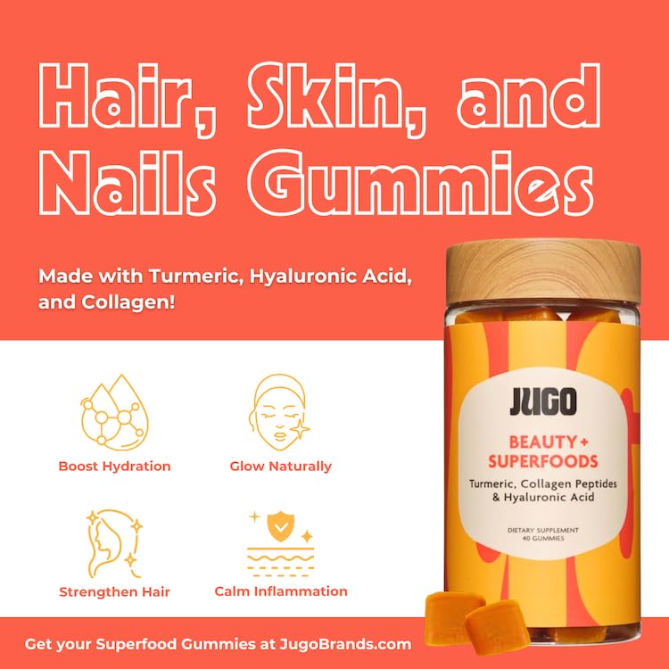 JUGO LLC Beauty + Energy Gummies Bundle – Collagen, Biotin & Vitamin B12, 80 Gummies