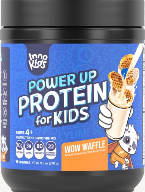 InnoSupps Power Up Protein for Kids Wow Waffle Flavor Whey Protein Powder, 10 Ounce