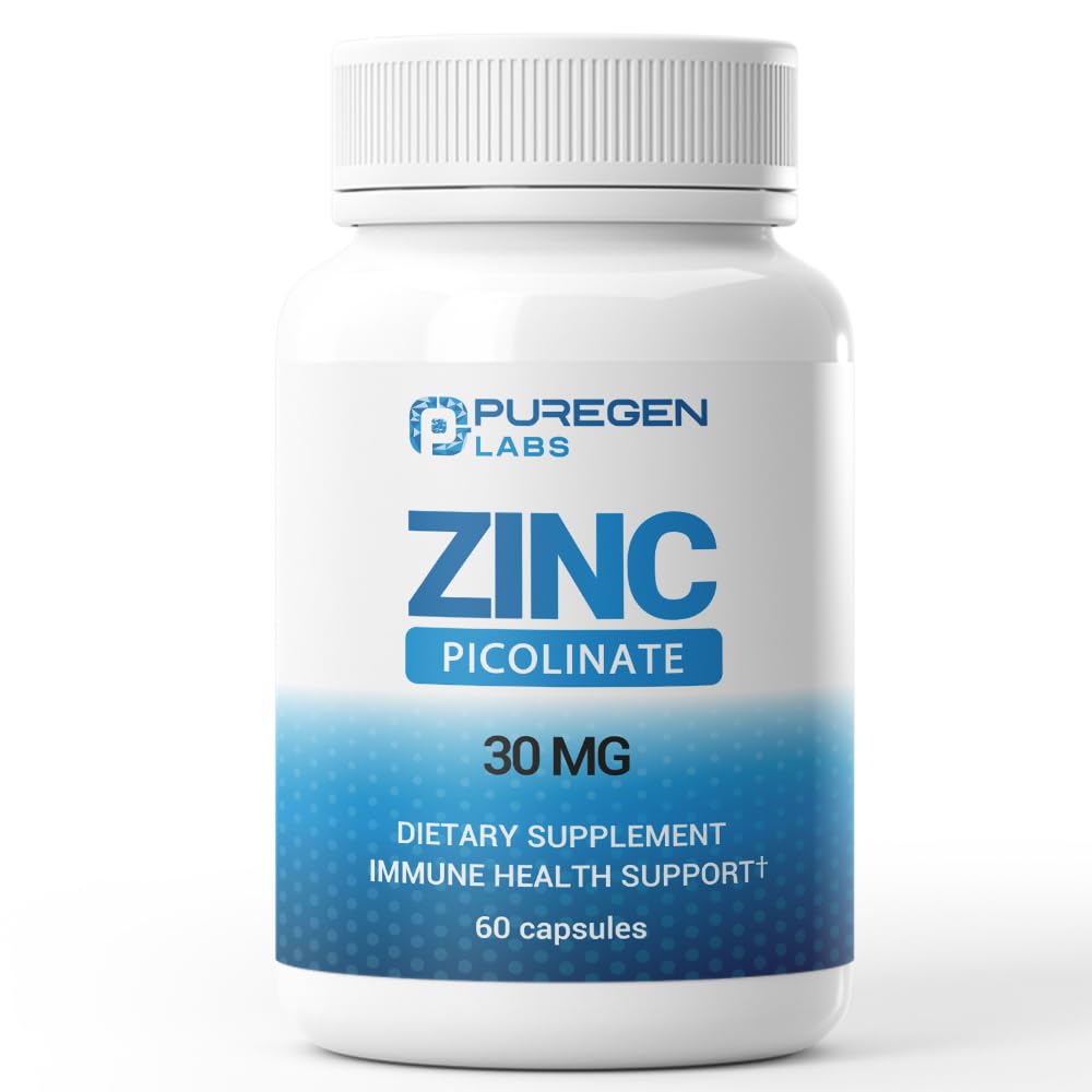 P Puregen Labs Zinc Picolinate 30mg Capsules 60 Count