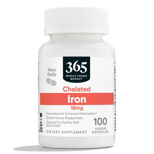 365 by Whole Foods Market Chelated Iron 18mg, Vegan, 100 Capsules