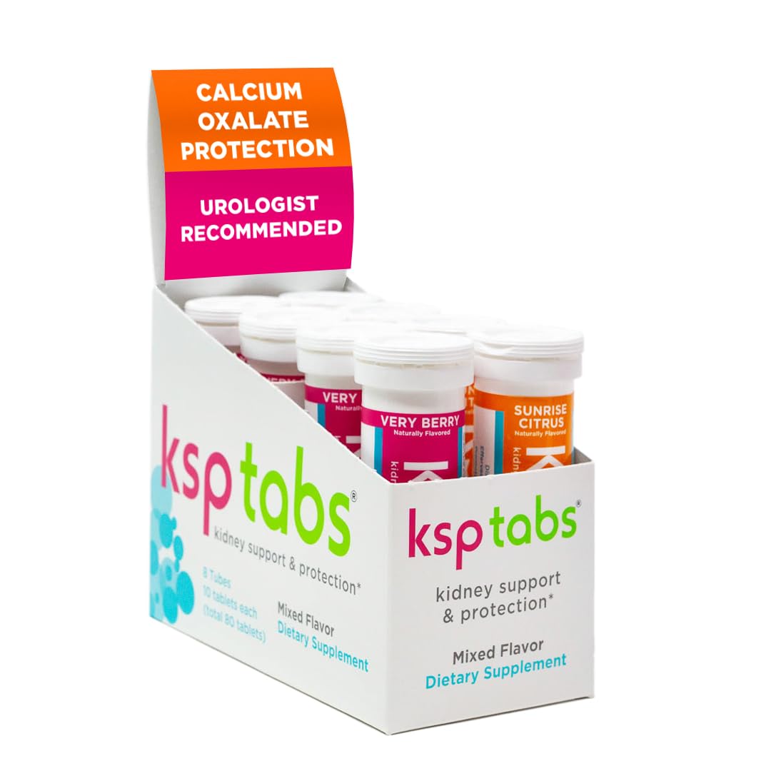 KSPtabs Berry & Citrus All Natural Hydration & Kidney Health Supplement to Combat Calcium Oxalate Crystal Formation, 80 Tablets