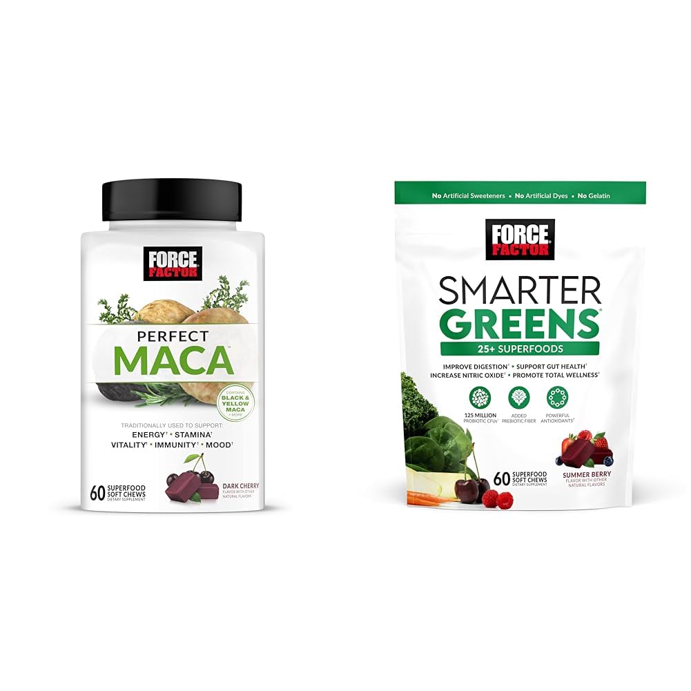 Force Factor Maca Root and Greens Superfood Soft Chews, 120 Soft Chews