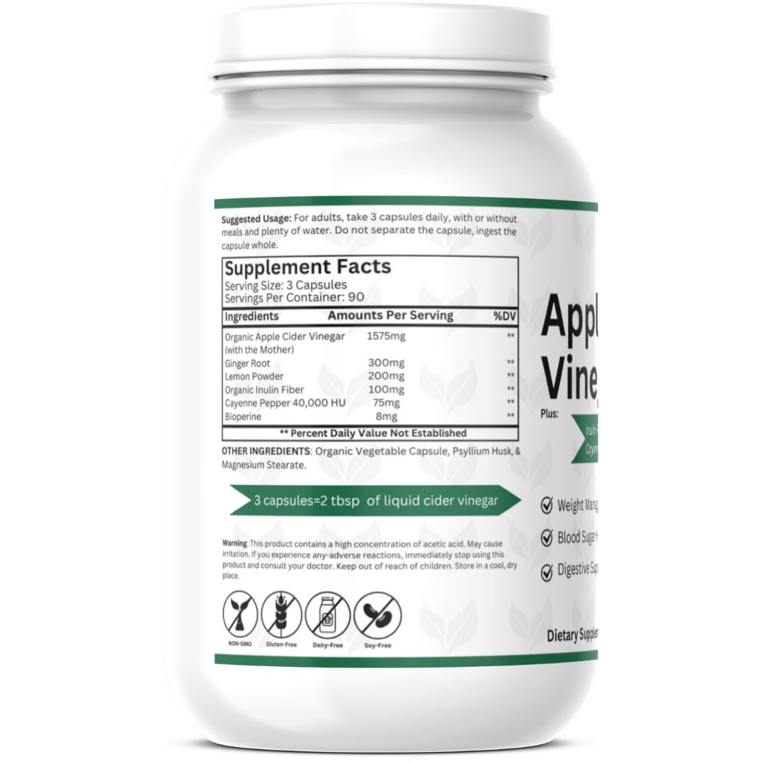 Premium Vitamin Apple Cider Vinegar Capsules 1575mg 270 Count