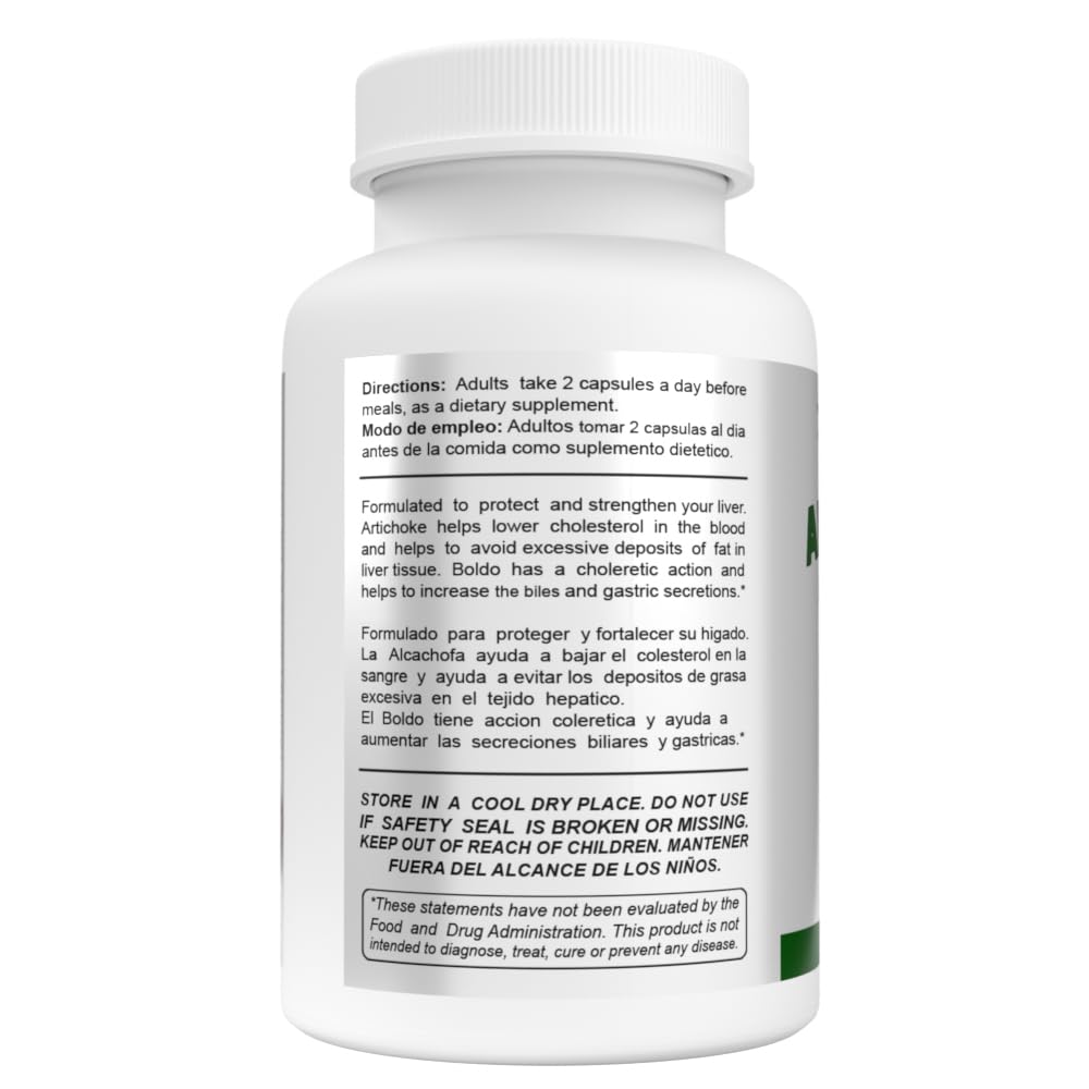 Sunshine Naturals Artichoke and Boldo Dietary Supplement Liver Support and Digestive Aid, 60 Capsules