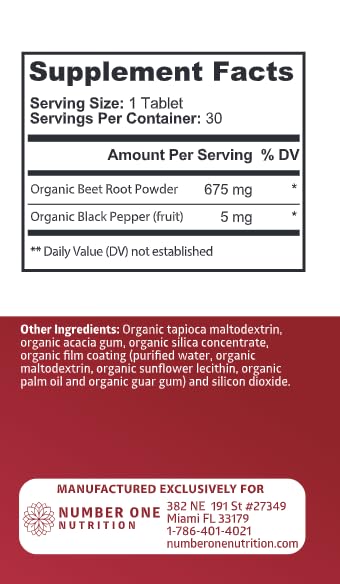 Number One Nutrition N1N Premium and Organic Superfood Greens and Beet Root Tablets, 120 Tablets