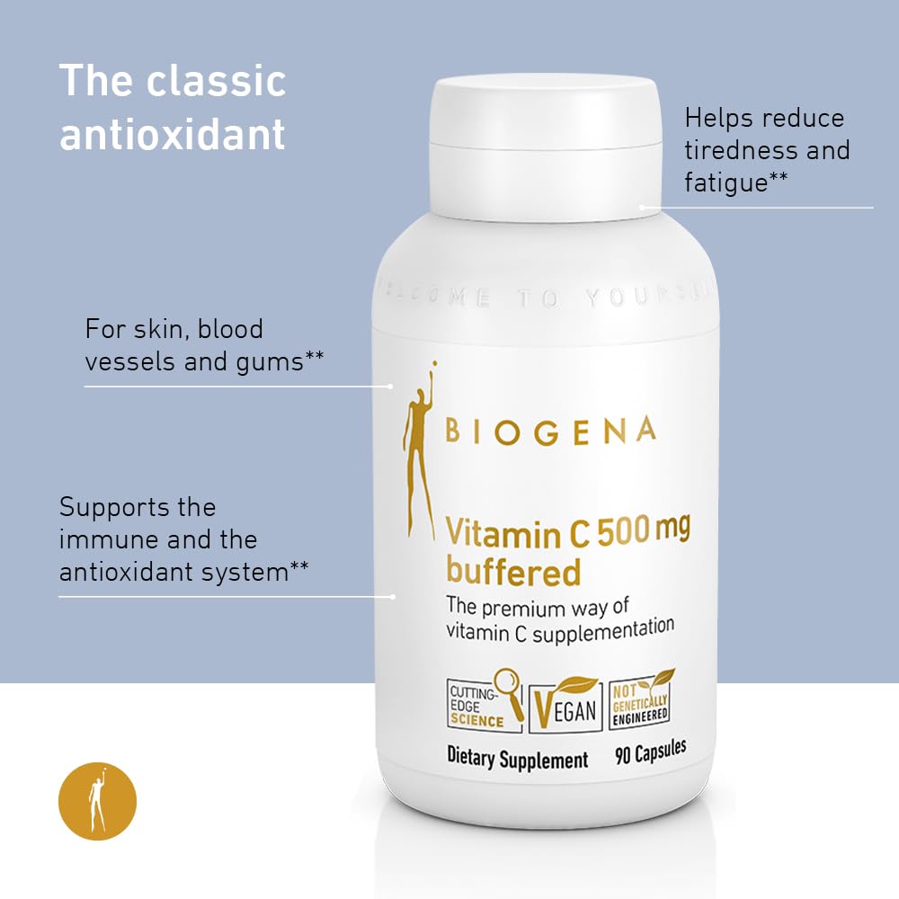 BIOGENA Vitamin C 500 mg Buffered Gold Capsules, 90 Capsules