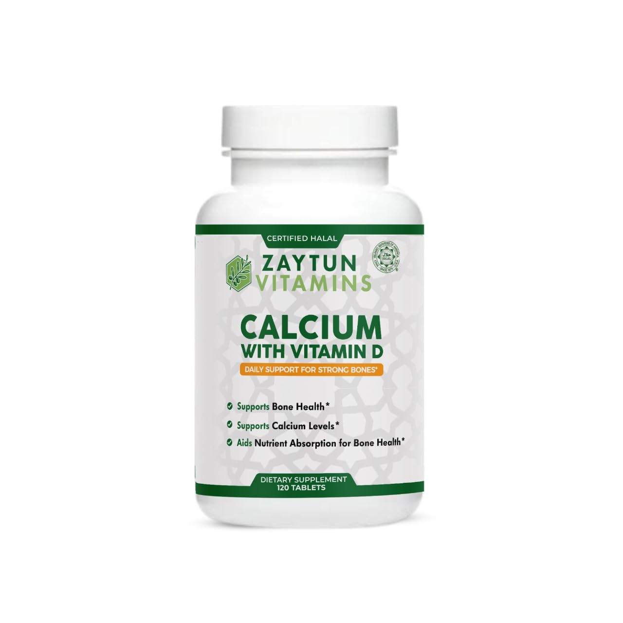 Zaytun Vitamins Calcium + Vitamin D3 for Bone Health Tablets, 120 Count