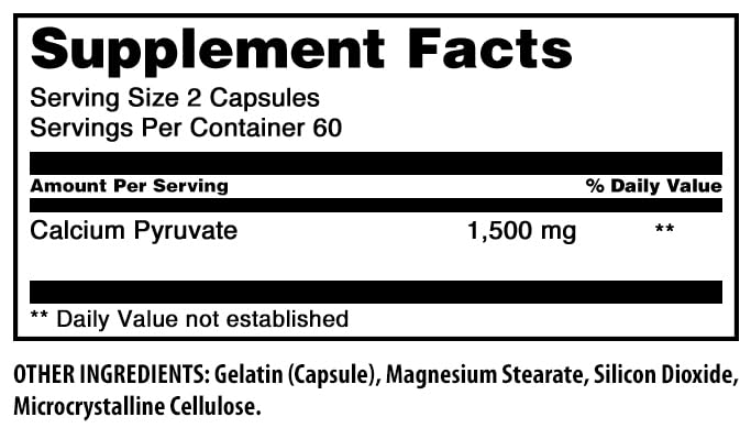 Amazing Nutrition Calcium Pyruvate Supplement Capsule, 120 Count