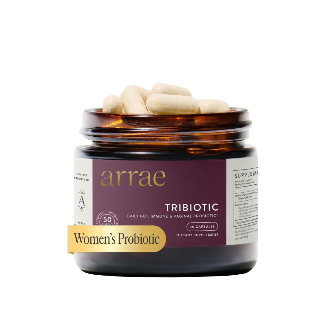 Arrae Tribiotic Women's 4-in-1 Probiotic Capsule, 50B CFU, Gut & Vaginal Health, 30 Count