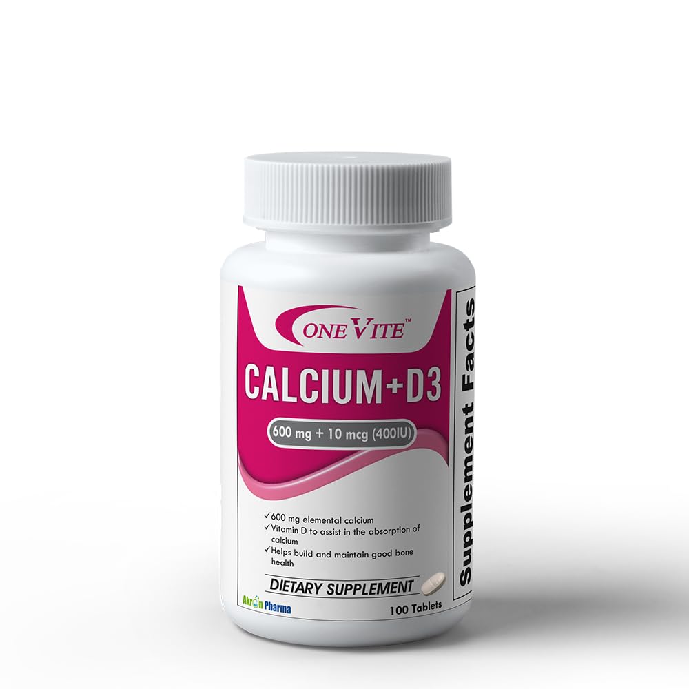 ONE VITE Calcium + D3 600mg + 10mcg Dietary Supplement Tablet, 100 Tablets