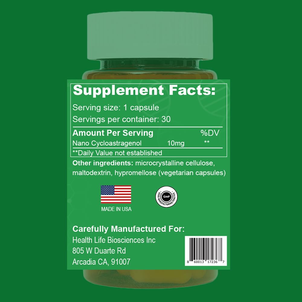 CAW Nano Cycloastragenol 10Mg Enteric-Coated Vegetarian Capsule, 30 Count