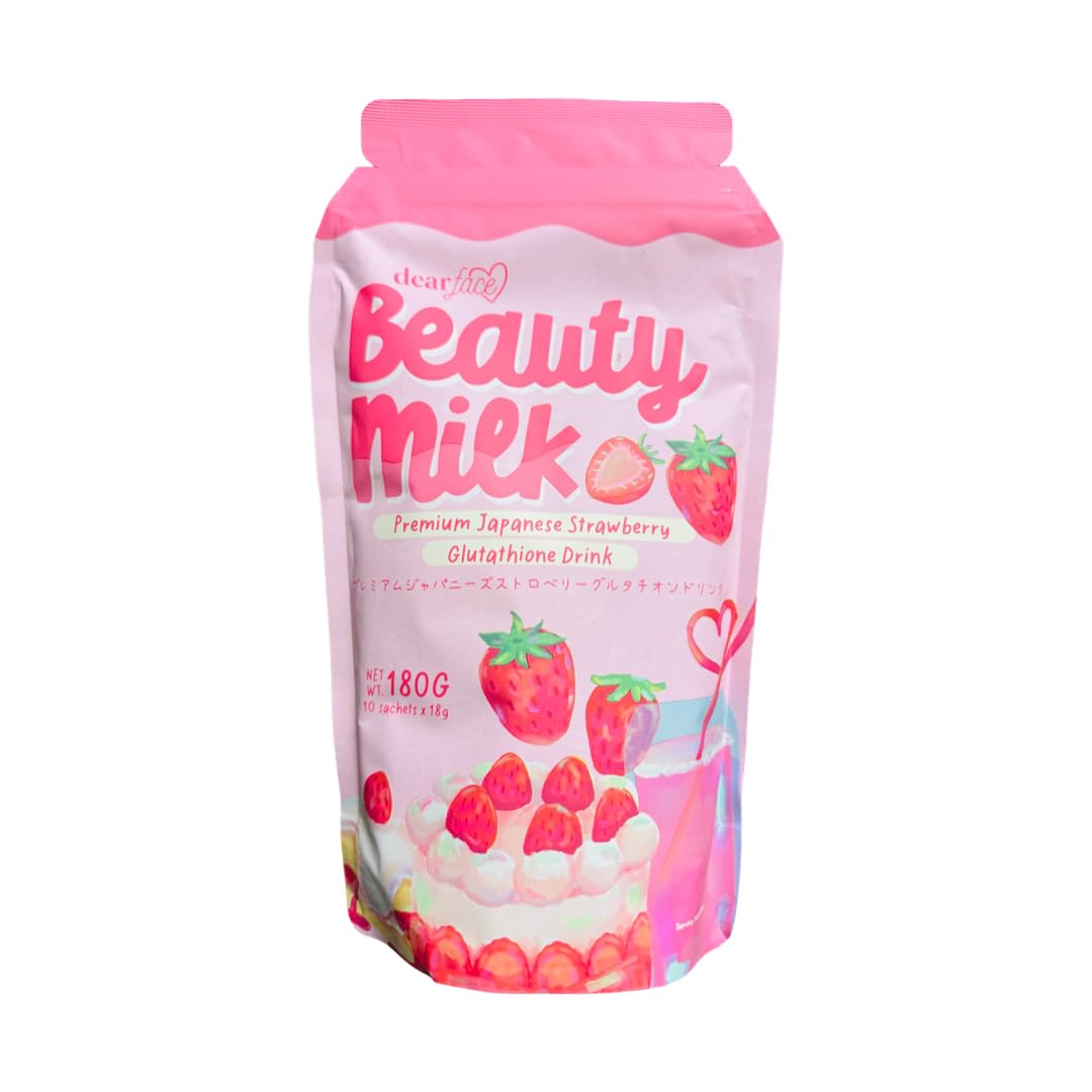 Generic Dear Face Beauty Milk Japanese Collagen Strawberry Drink 50,000mg Hydrolyzed Collagen Powder, 6.43 Ounces