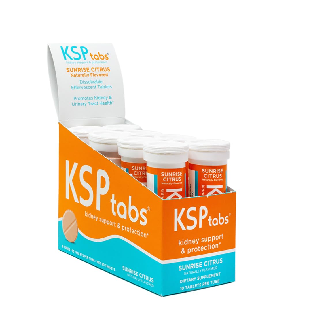 KSPtabs Sunrise Citrus All Natural Hydration & Kidney Health Supplement to Combat Calcium Oxalate Crystal Formation, 80 Tablets